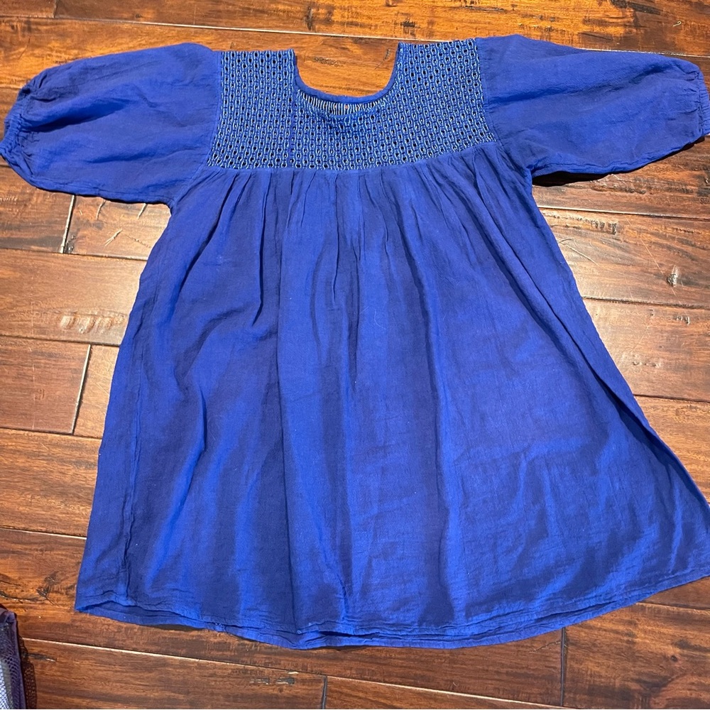 Mexicana Oaxacan blue blouse M